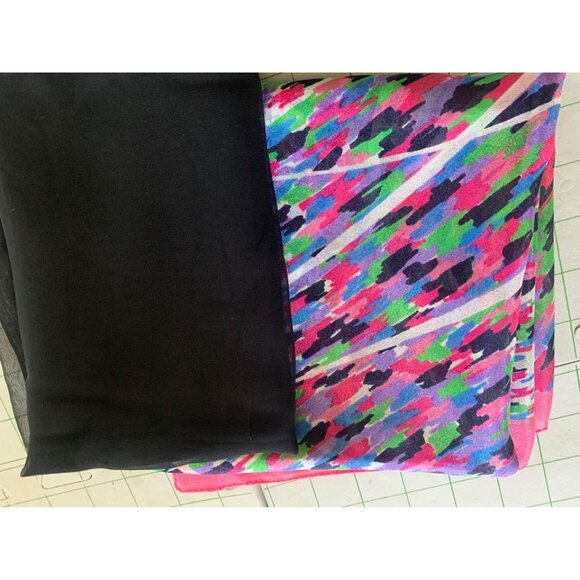 Vintage Womens Green Purple Blue Scarf Set of 2 - Picture 6 of 12